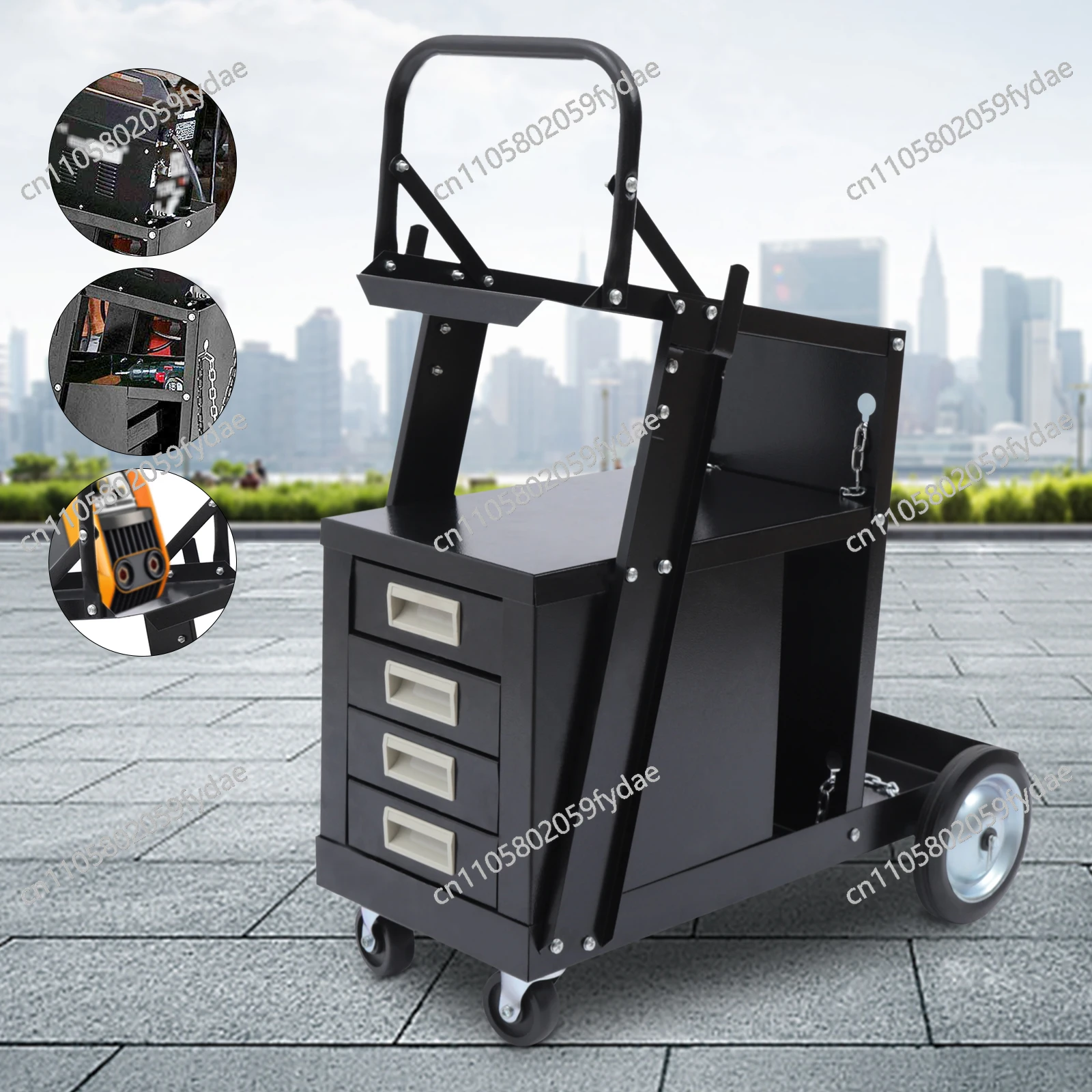 Rolling Welding Cart with 4 Drawers Wheels and Tank Storage for Welder and Plasma Cutter for Transporting and Storing Most Welde