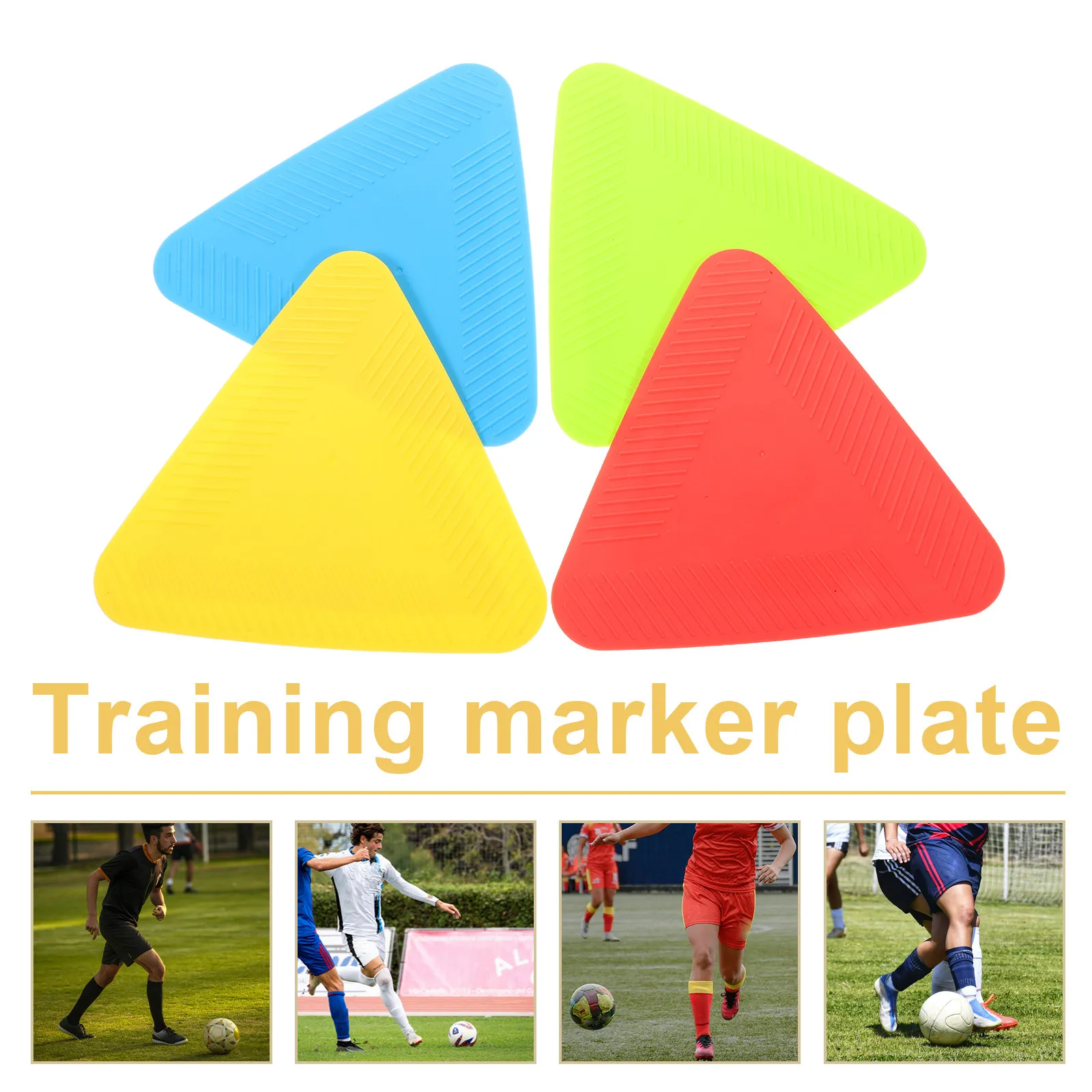 

4Pcs Colorful Triangular Markers 8 Inch Flat Agility Cones Non Slip Field Court Training Discs for Soccer Basketball Pe