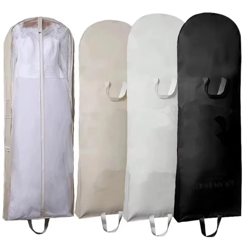 

180CM Dustproof Cover Non-Woven Bridal Dress Gown Protection Cover Wedding Dress Garment Bag Storage Bags White Beige Customized
