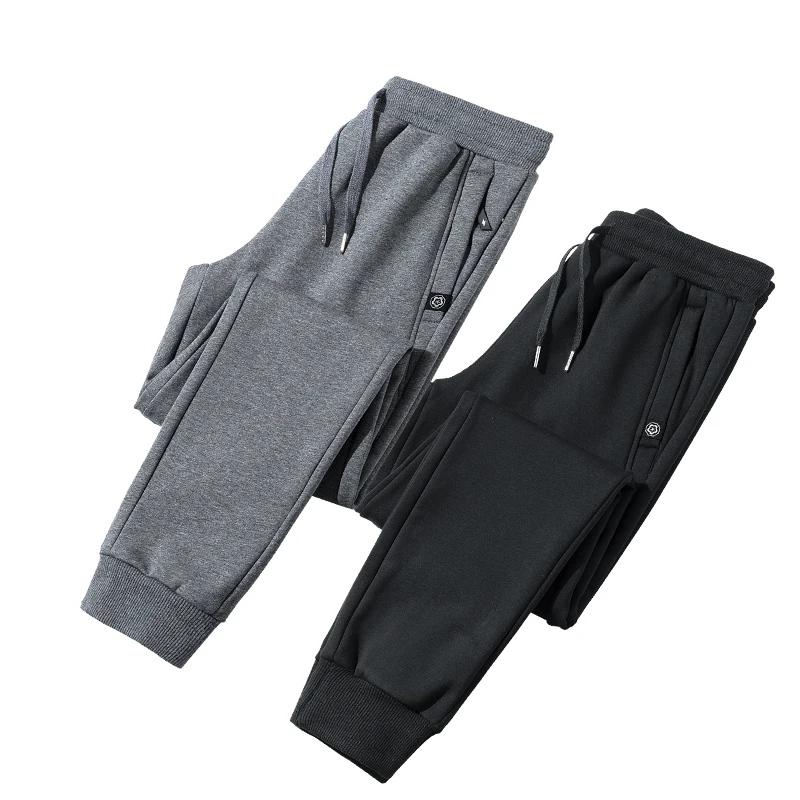 

Мужские осенние прямые спортивные брюки для бега, мужские брюки с флисовой подкладкой, утепленные свободные модные повседневные спортивные штаны с эластичной резинкой на талии и шнурком