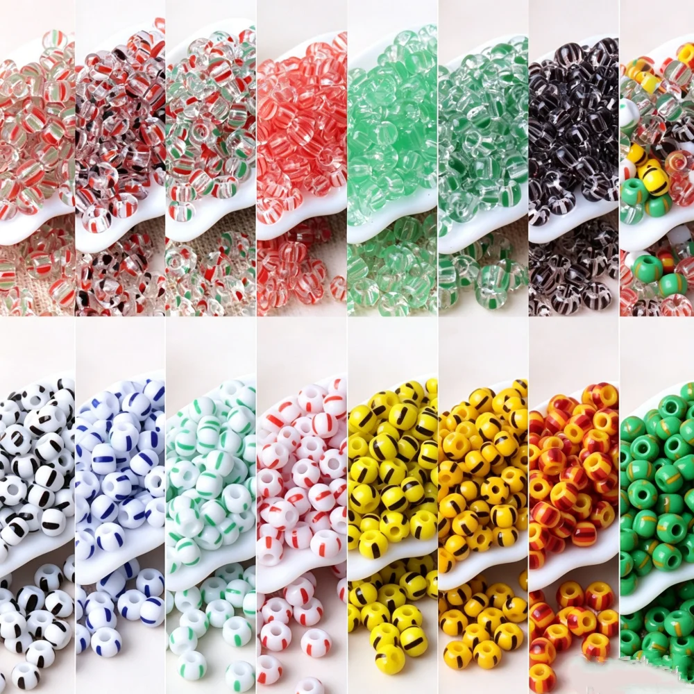 Czech Imported Baoshi, Osha 4mm Striped Beads 6/0 Solid Color Glass Watermelon Beads Handmade Bracelet DIY Bead Scattered Beads
