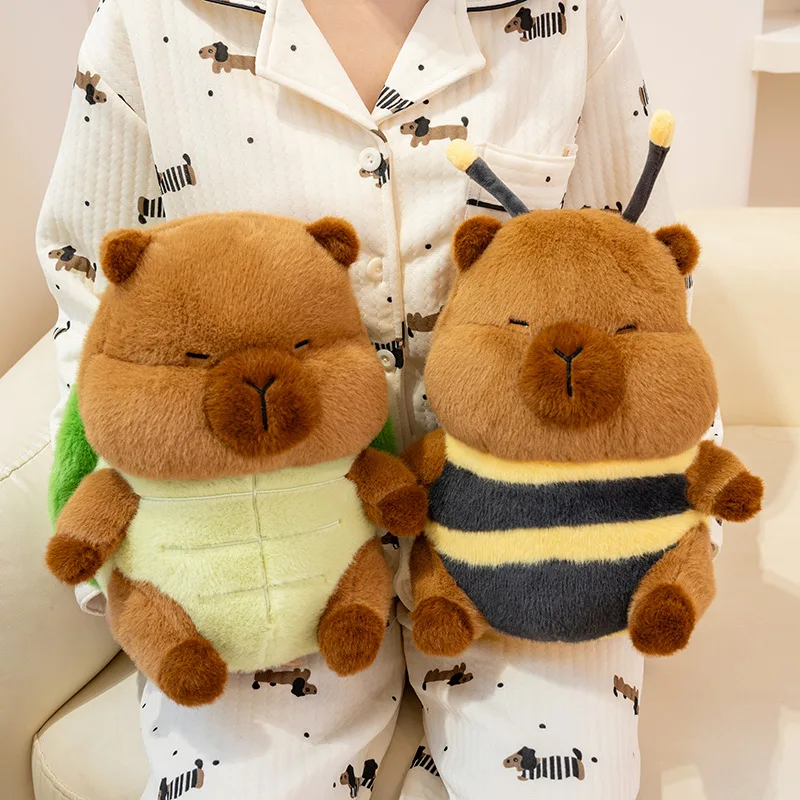 Cute 23/30cm Transform into Capybara Turtle Bee Animals Plush Toys Funny Soft Pillow Christmas Birthday Gift for Baby Home Decor