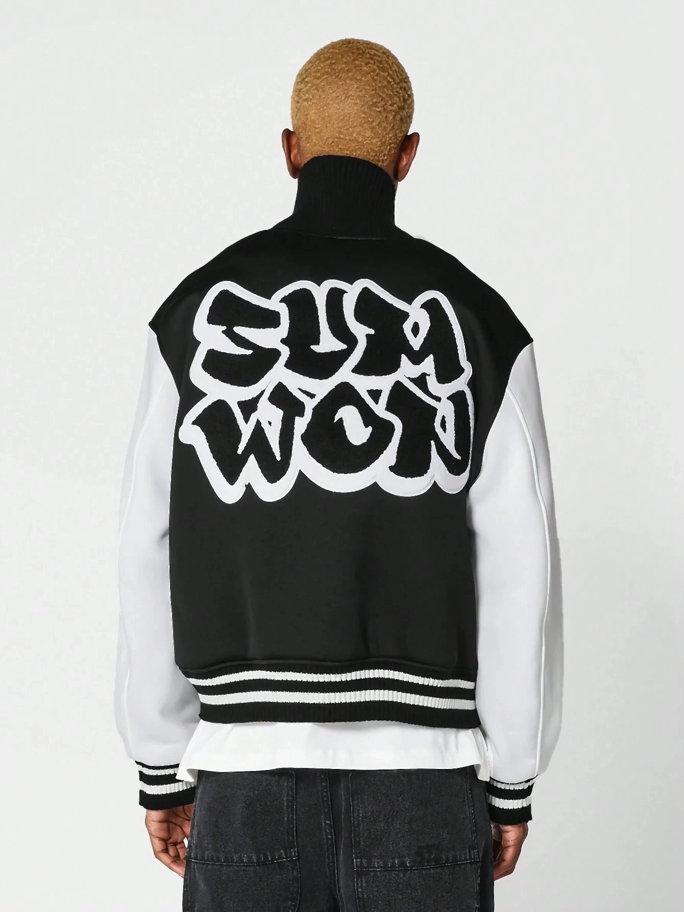 SUMWON Badged Jersey Varsity Jacket jackets for men  bomber jacket  streetwear bomber jacket men baseball jacket