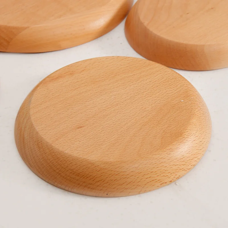12cm 15cm Round Wooden Plate Child Dessert Plate Afternoon Tea Coffee Dish