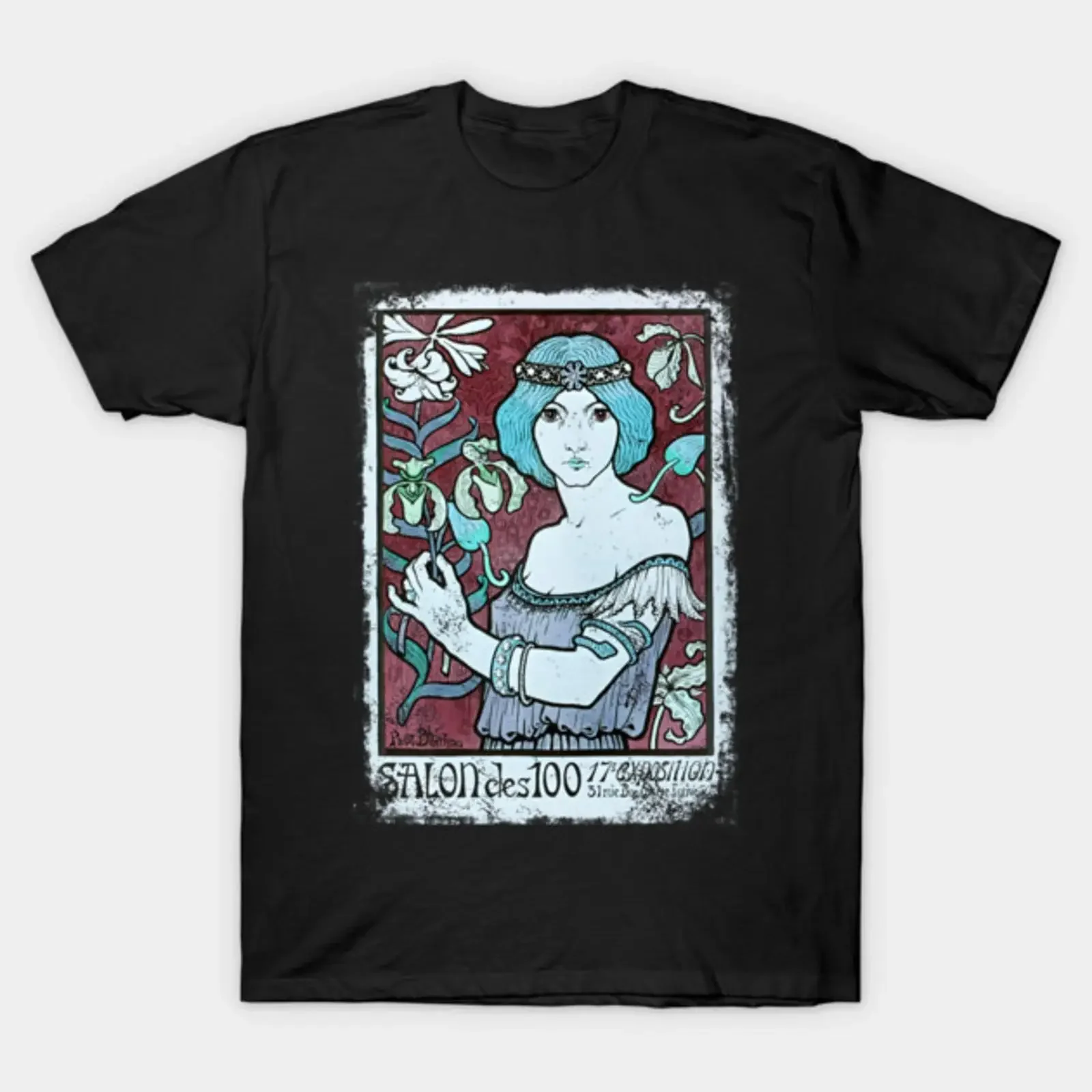 Art Nouveau Paul Berthon Alphonse Mucha Vintage Fantasy T Shirt vintage Washed Casual fashion Unisex Top For Everyday Wear