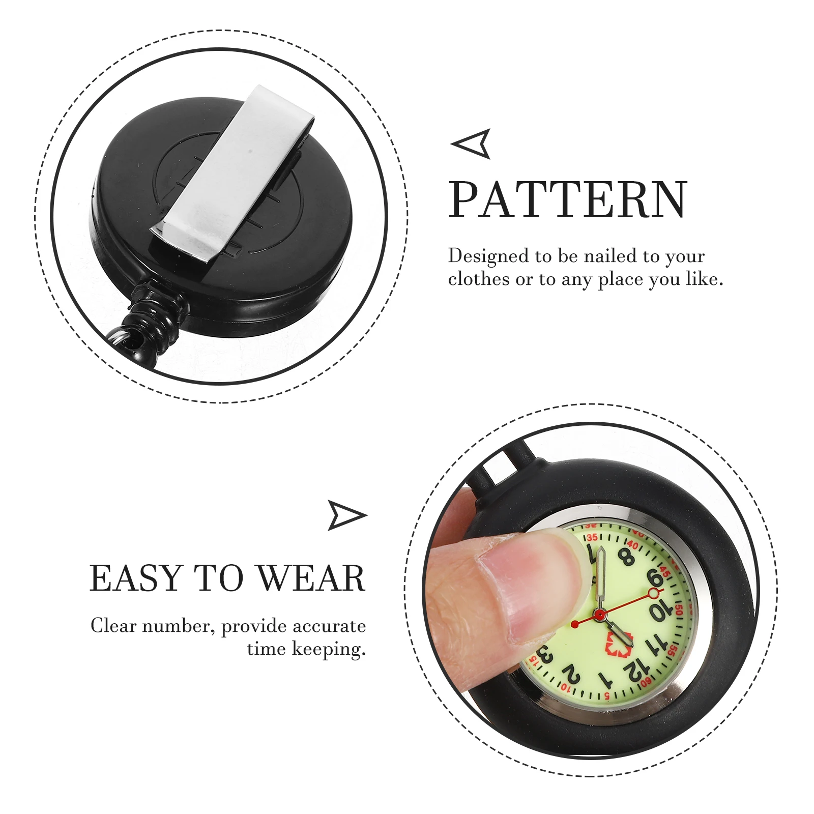 

Luminous Doctor Pocket Watch Mini Hanging Clip Scalable Decorated Smiling Face Durable Lightweight Accurate