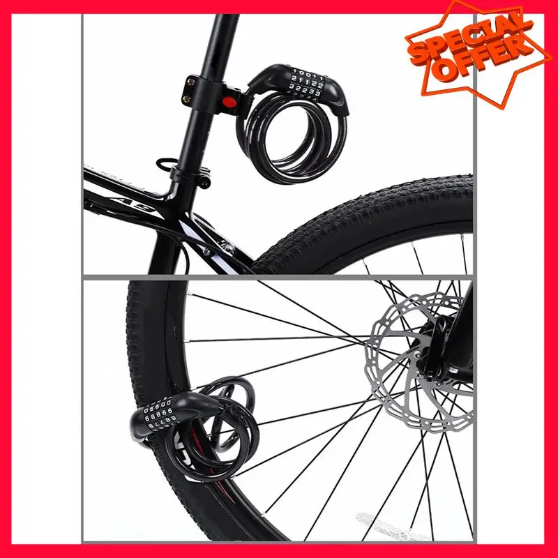 -ESTR Bicycle Locks, Electric Bike Five-Digit Combination Locks, Mountain Bike Bar Wire Rings, Anti-Theft