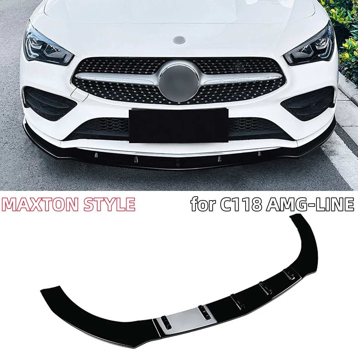 

Maxton Style Front Bumper Lip Splitter Spoiler Body Kit for Mercedes Benz CLA C118 X118 AMG Line CLA200 CLA220 CLA 250 2019-2023