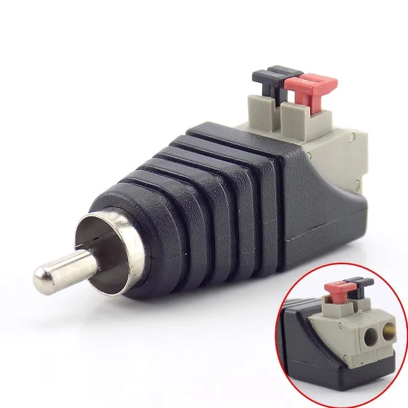 1/2/5/10pcs Speaker RCA Connector AV Cable to Audio Male Universal Wire Professional Jack Press Plug Adapter Audio LED Light B5