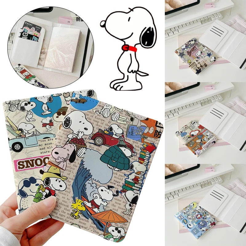 

Обложка для паспорта Snoopy, модные дорожные аксессуары из искусственной кожи, держатель для удостоверений личности с героями мультфильмов, мужской и женский защитный чехол для паспорта, кошелек