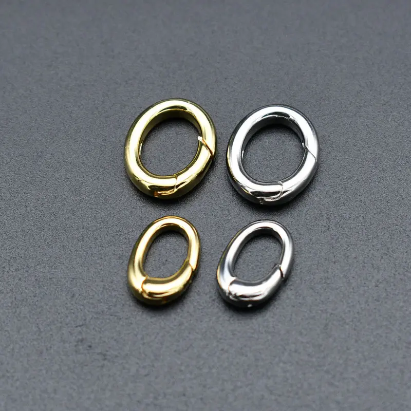 

Simple Good Quality Non-oxidizing Silver Gold Plated Oval Press Clasp Connector for DIY Necklace Keyholder Jewelry