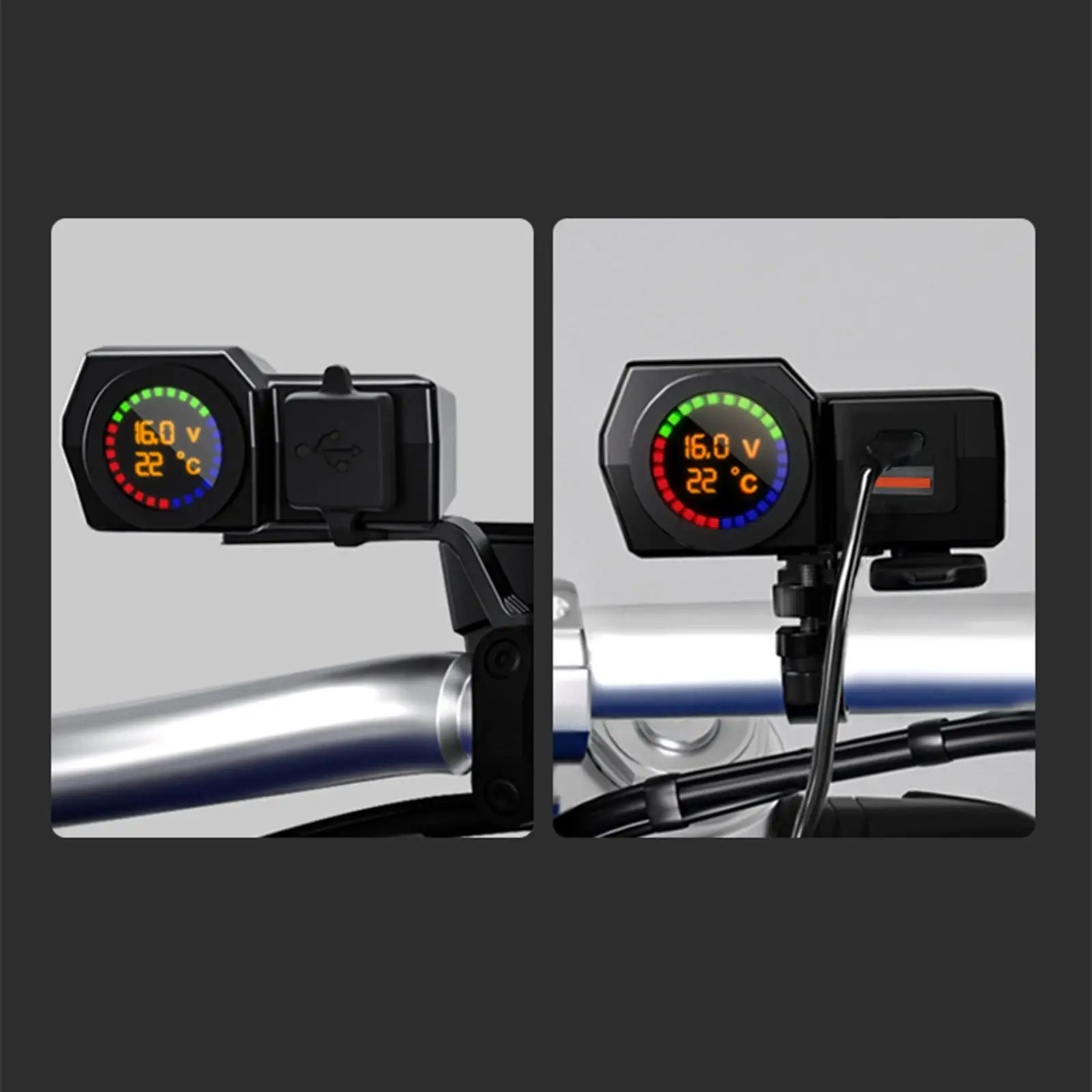 

Universal Motorcycle USB Charging Adapter Dual Port Waterproof Fast Charge USB C Phone Tablet for 12V 24V Handlebar