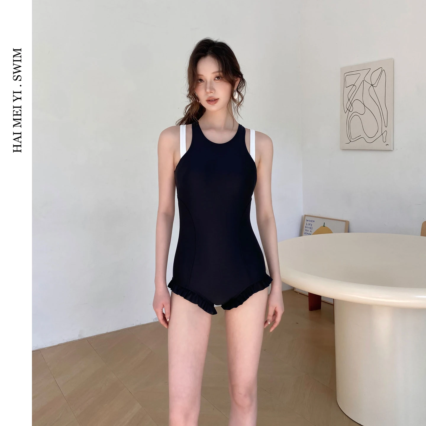 Conservative Style One-Piece Swimsuit for Women Hide Belly Small Chest Thermal Vacation Swimming Wear New 2026 Haimeiyi