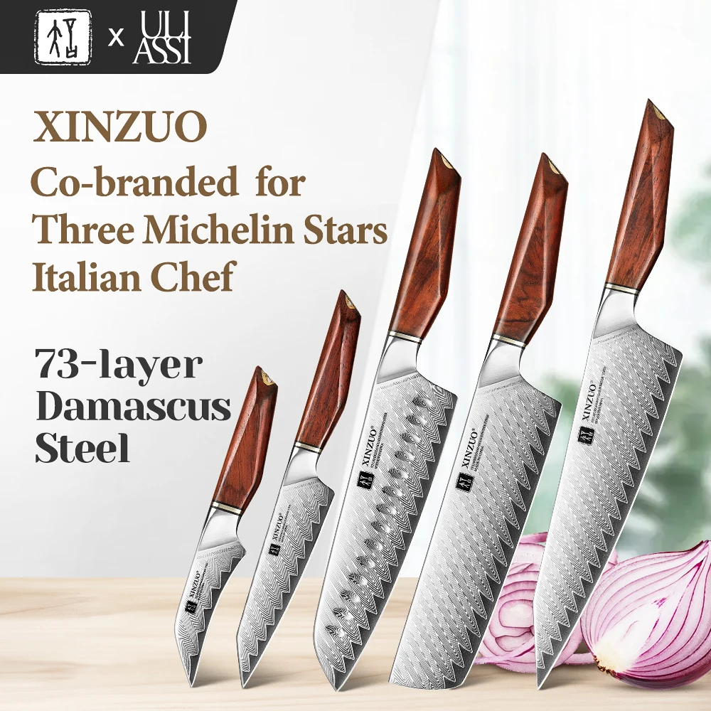 

XINZUO Michelin Chef Collaboration 5PCS Knife Set Powder Steel Core Lasting Sharpness Eco-Friendly Packaging Home or Restaurant