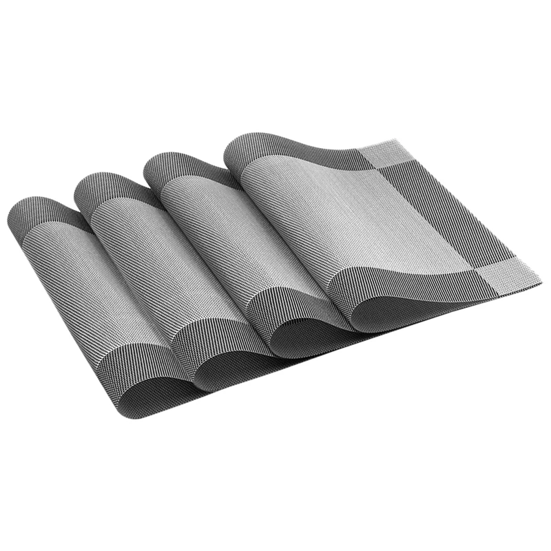 

Placemat, Crossweave Woven Non-Slip Insulation Placemat Washable Table Mats Set Of 4 (4Pcs Placemats, Silver-Gray)