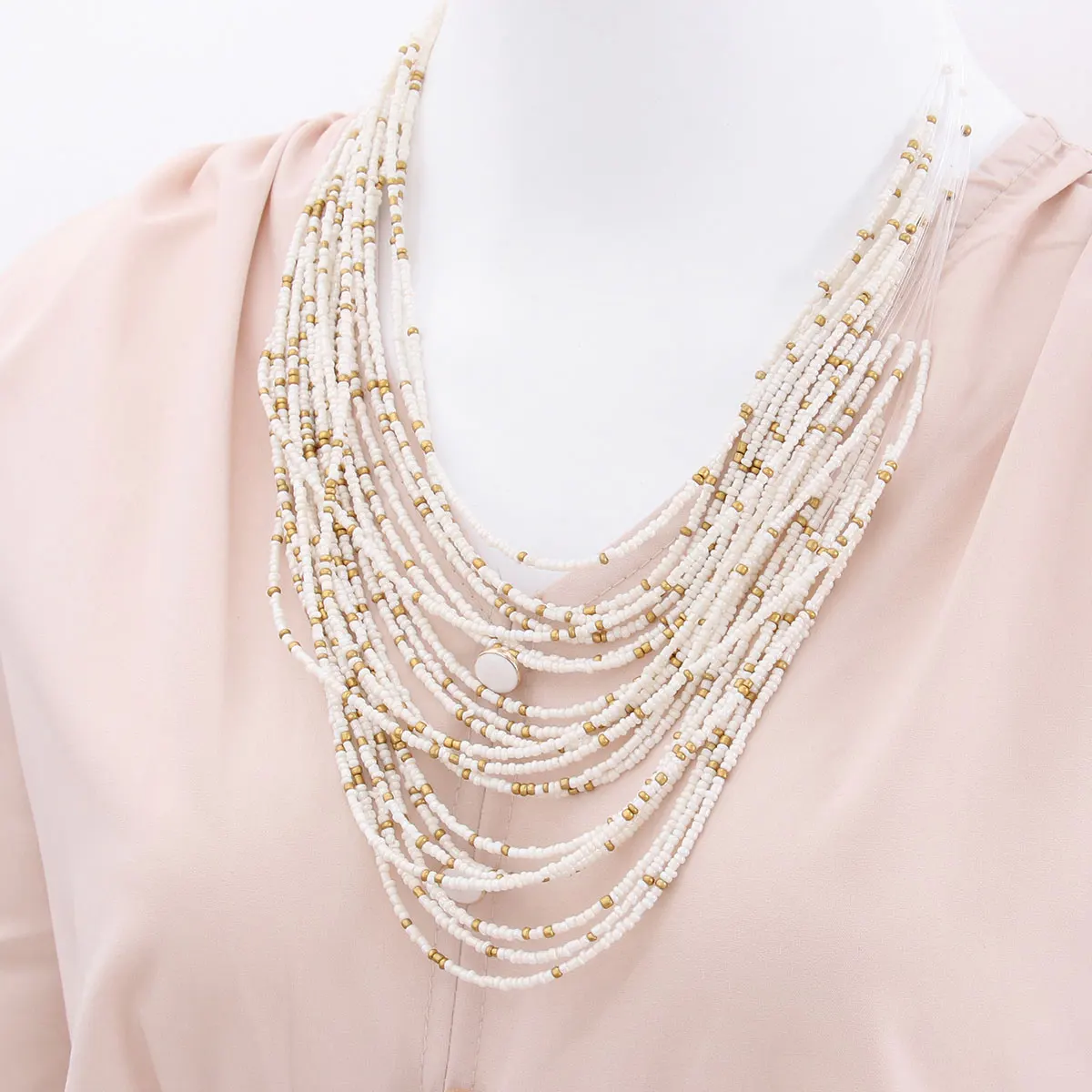

Multi-layer Rice Bead Necklace Choker Necklaces for Woman Women Chain Beaded Fashion Miss