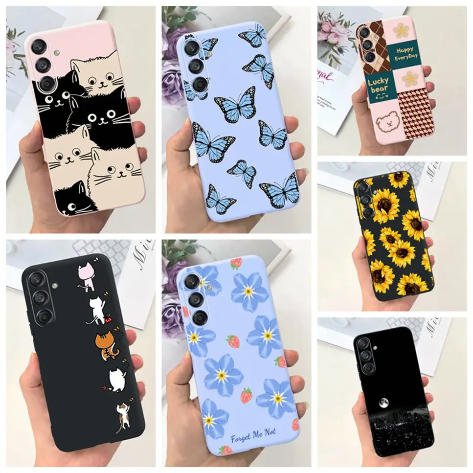 Чехол для Samsung Galaxy M55 5G 6,7 дюйма, Мягкая силиконовая задняя крышка с милым котом, бабочкой для Samsung M55, задняя крышка, чехол-бампер для телефона