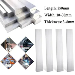 1pcs Thickness 3-8mm Width 10-30mm Aluminium Alloy Solides Metal Rectangular Flat Bar Square Rod Flat Steel Plate  Length 250mm