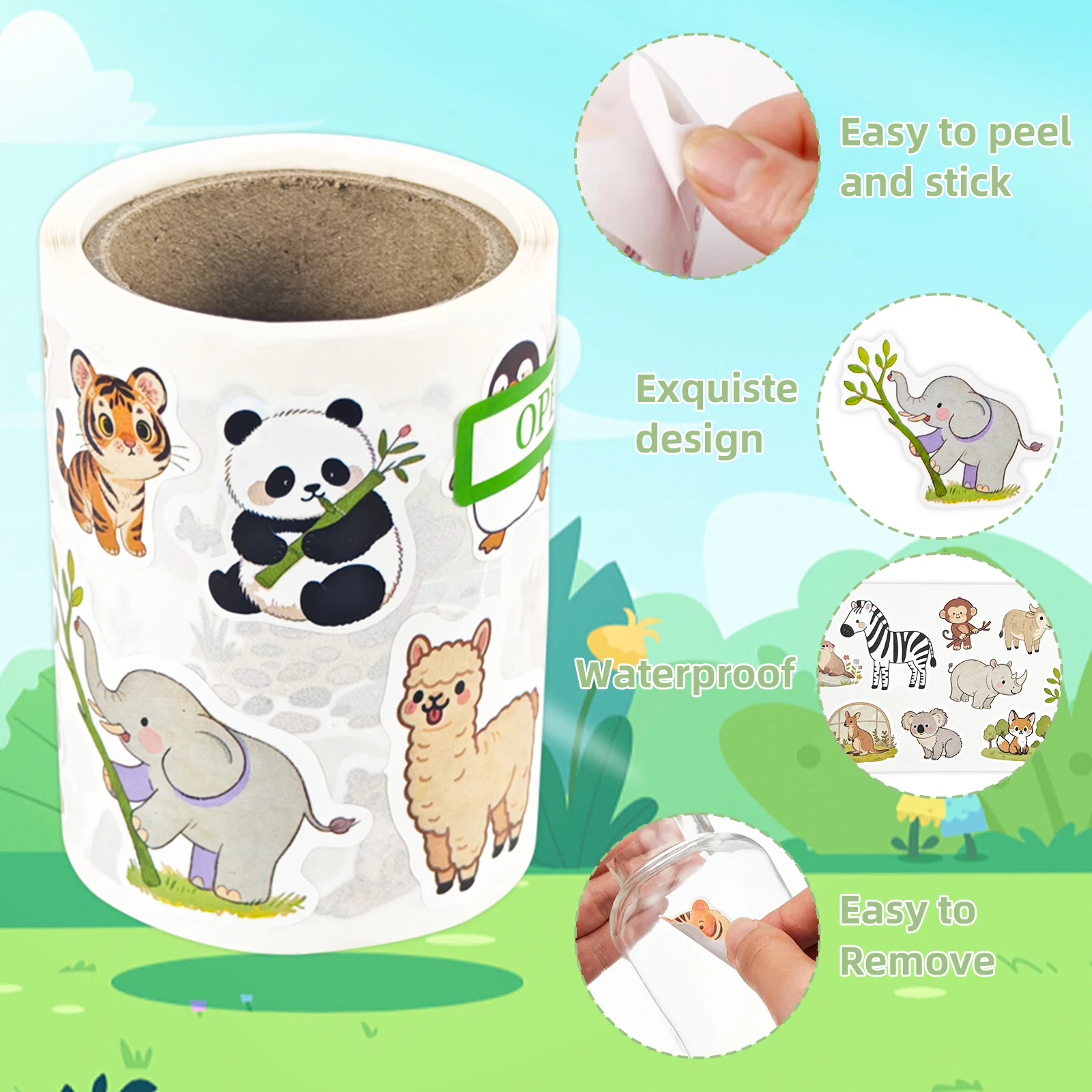 480 قطعة من ملصقات الحيوانات الممتعة، ملصقات مكافآت كرتونية لحديقة الحيوانات المزرعة البرية للأطفال في 24 أنماط فريدة من نوعها، مستلزمات المعلم للفصول الدراسية، مقاس M #5