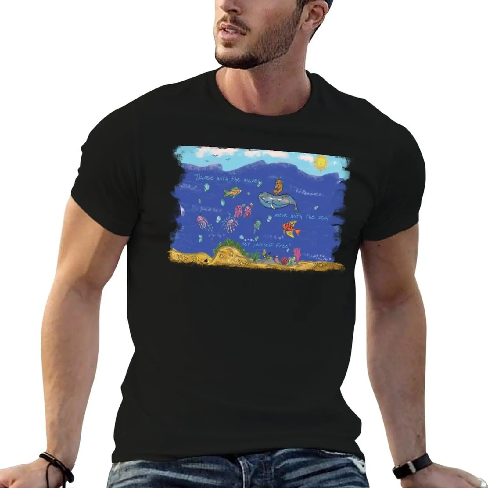 

Dance with the waves T-Shirt mens graphic t shirts t shirts cotton 100% T-Shirt