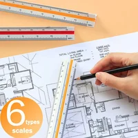 30cm Triangular Scale Ruler 1:20-1:500 Metal Plastic Straight Ruler Metric Architect Engineer Accurate Drafting Measure Tool 5