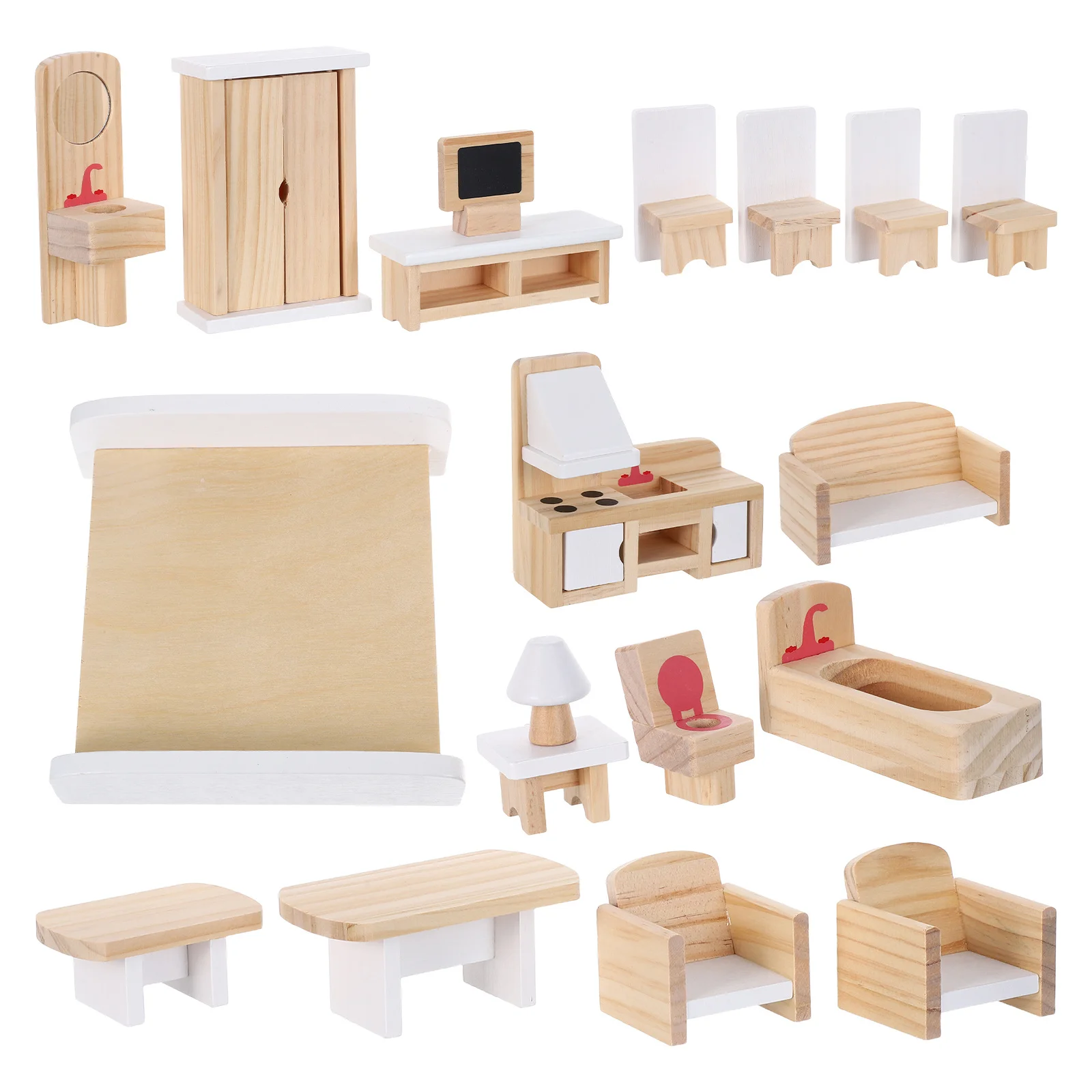 Houten mini-meubels natuurlijke kleur klein formaat voor poppenhuis decoratieve miniatuur houten meubelaccessoires collectie