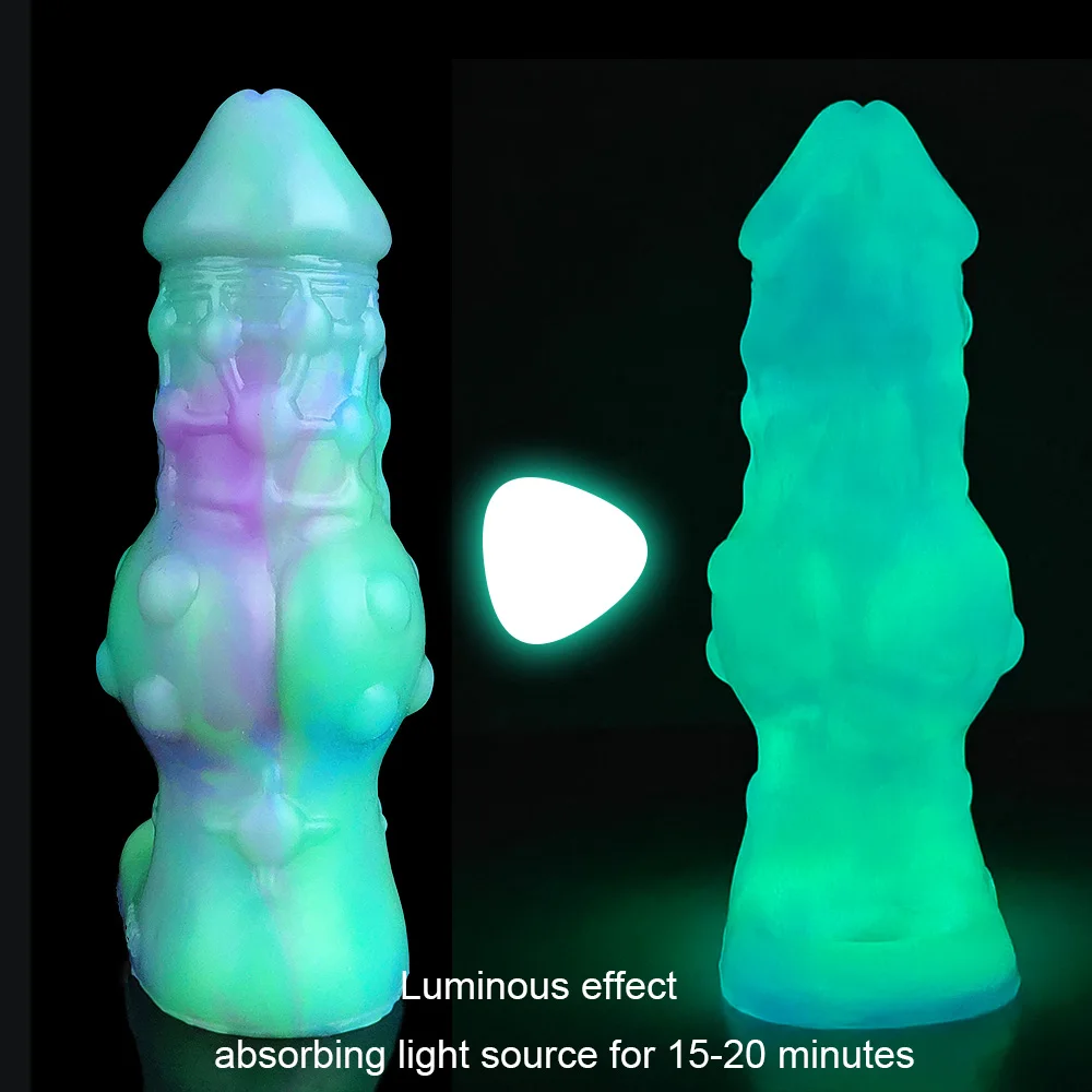 YOCY Big Knot Animal Penis Sleeve Soft Silicone Penis Enlargement Cock Sheath Glowing In The Dark  Sex Toy For Women Men