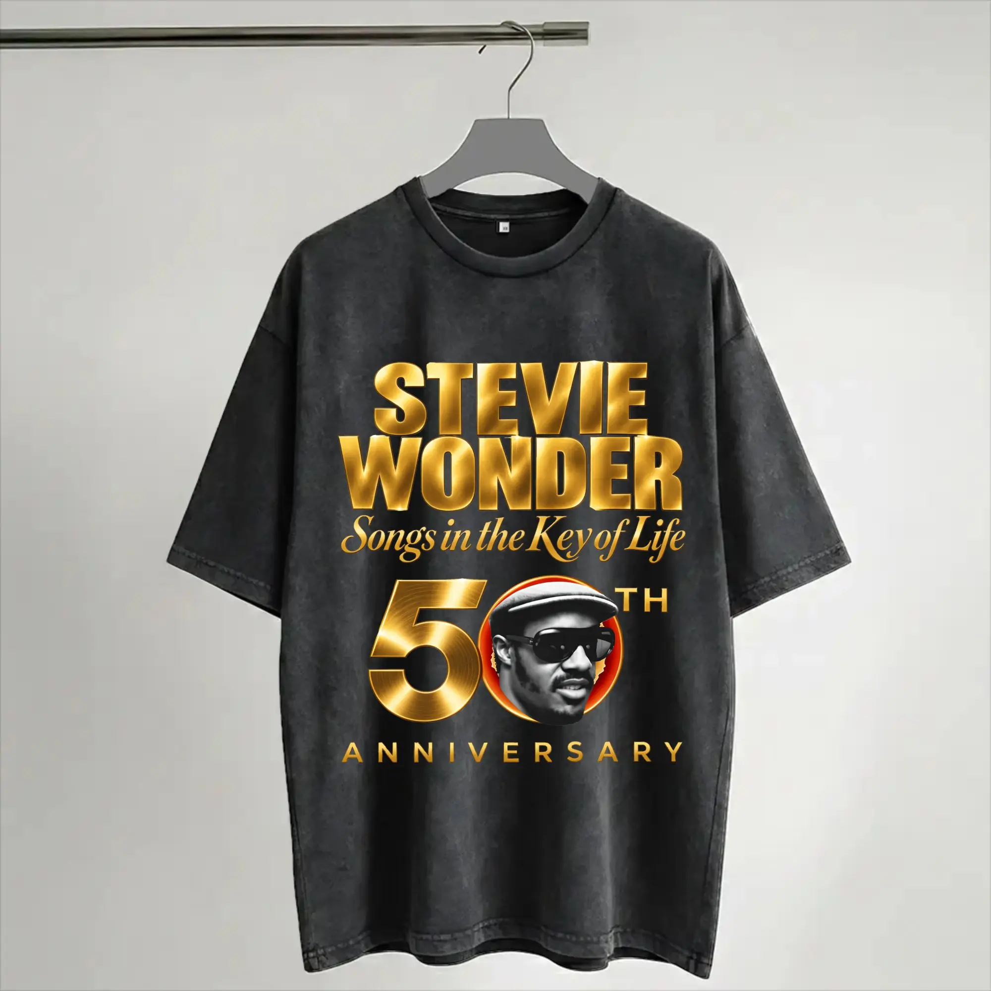 Stevie Wonder Songs in The Key of Life 50th Anniversary Tour  T Shirts Hip Hop Washed T-Shirt  Vintage Men Women Streetwear