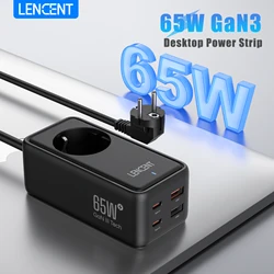 Lencent-65 w Gan3高速デスクトップ電源ケーブル,1ac 2 USBタイプc,1.5mケーブル,iPhone,Xiaomi,Samsung用の充電器