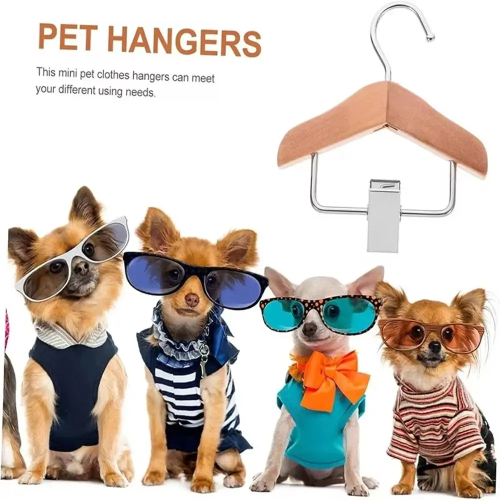 Portable Solid Wood Hanger with Clip Anti Slip Pet Clothes Hook Mini Hanger