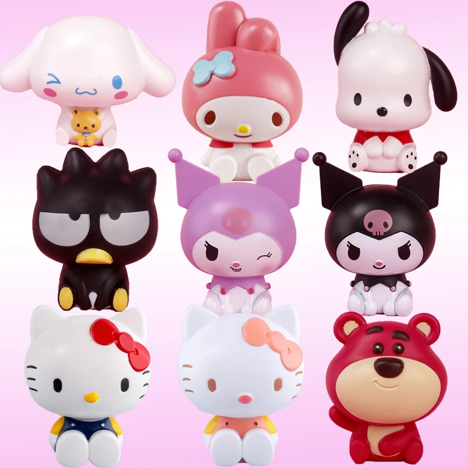 Sanrio kuromi cinnamoroll pachacco modelo q versão boneca de cabeça grande anime desenho animado decoração de bolo de aniversári