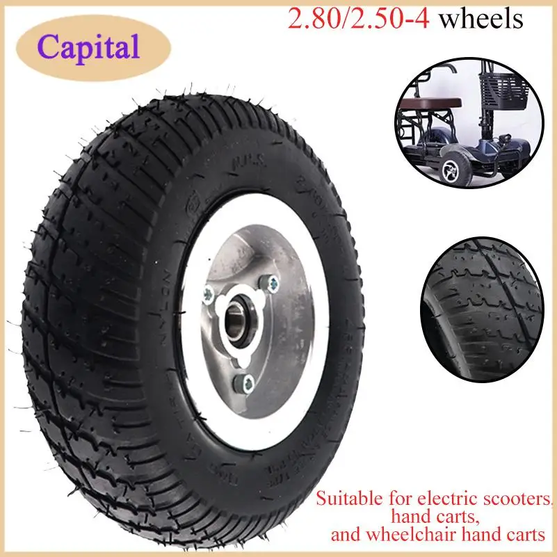 Roda pneumática 2.80 / 2.50-4 de 8 polegadas 2.50-4 roda pneumática adequada para scooter elétrica carrinho de cadeira de rodas elétrica