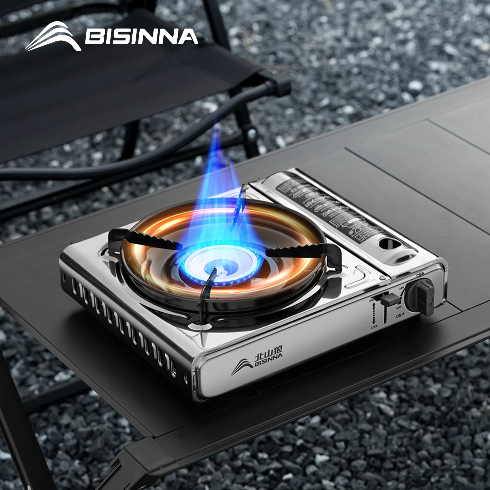

BISINNA 3200W Portable Outdoor Gas Stove Stainless Steel Camping Burner for Picnic Hiking Camping Supplies