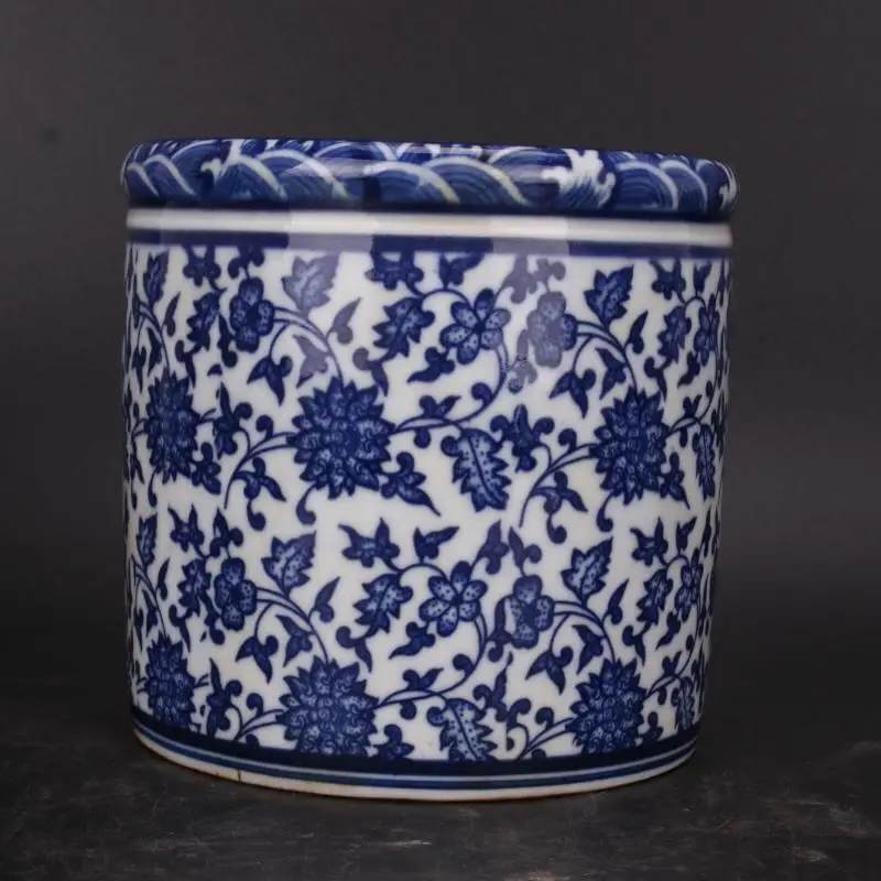 Chinese Fine Blue and White Porcelain Jar Hand Painted Lotus Pattern Pot 4.72 inch