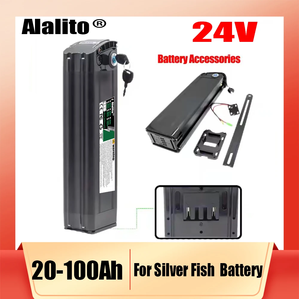 24V Folding Bike Battery 20Ah-100Ah Built-in Bms for Silverfish 250W-1000W Bafang Motor Kit with 2A Charger
