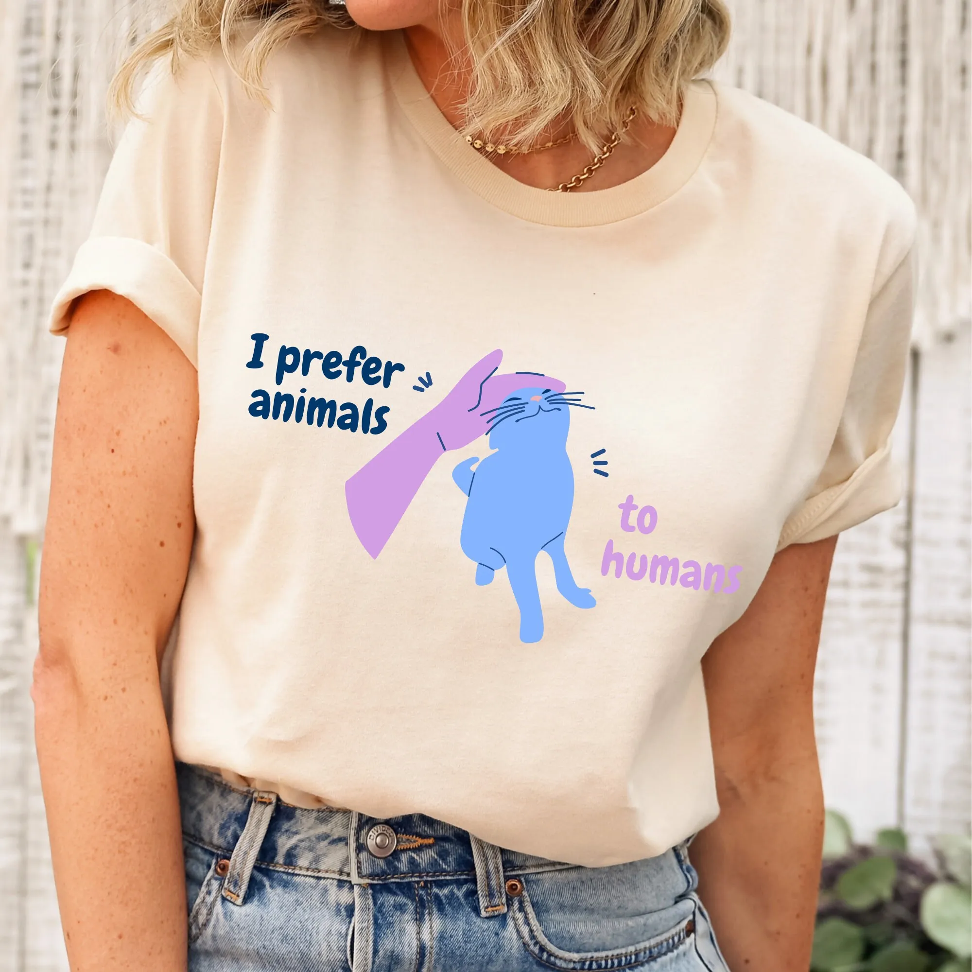 

I Prefer Animals To Humans T Shirt Pet Owner Funny Dog Animal Lover Cat Mom