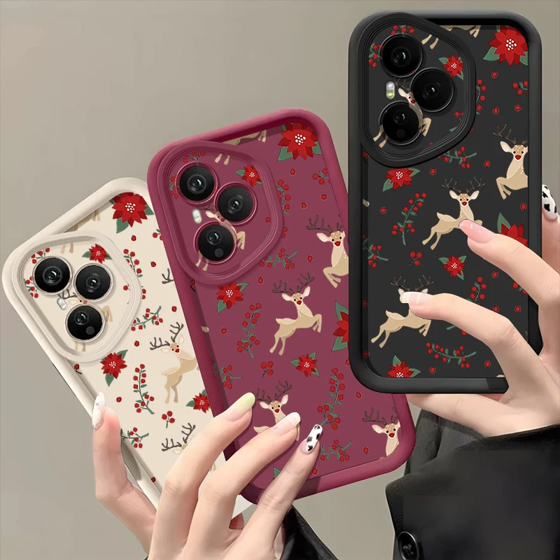 عيد الميلاد الغزلان الزهور حافظة هاتف من البولي يوريثان لهاتف Honor 400 200 Pro Magic7 Lite X8c X9c الذكية X6a X6b X6c غطاء سيليكون ناعم مقاوم للصدمات #2