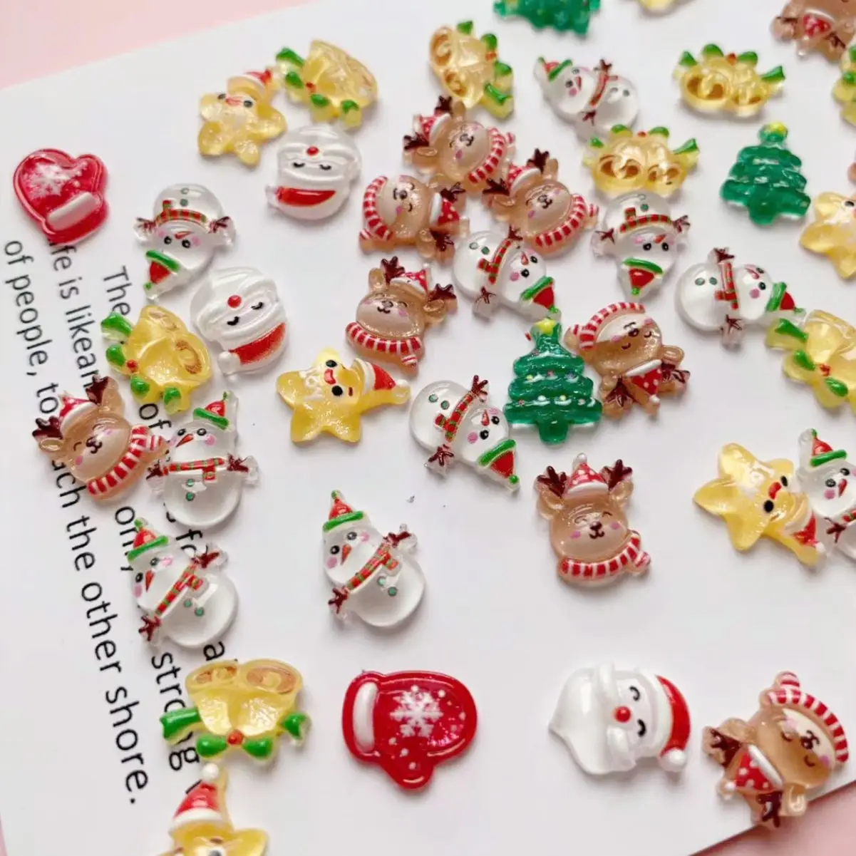 Encantos de uñas de resina de Navidad de dibujos animados 3D, lindo Papá Noel/ALCE/campana, decoración de uñas acrílicas, piezas de manicura de Navidad Kawaii, 2023