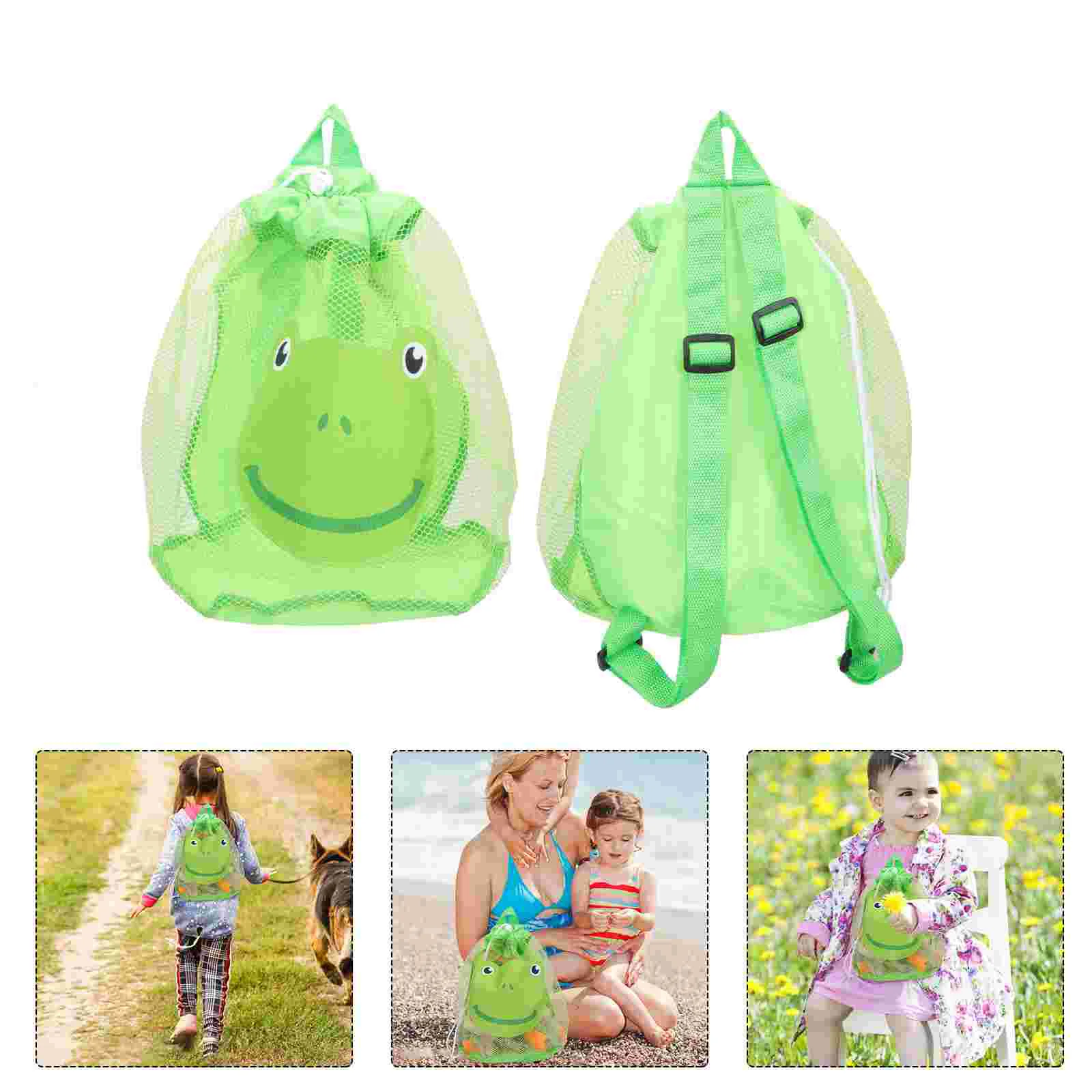 Mochila de praia saco de armazenamento de malha sacos tomar banho brinquedo rosa para crianças brinquedos de areia viagem