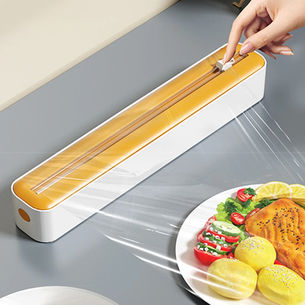 

Plastic Wrap Dispenser Cutter Food Cling Film Cutter Magnetic Wrap Storage Box Aluminum Foil Stretch Film Cutter for Kitchen