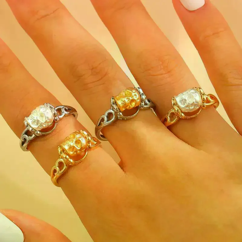 Dark Style Gothic Skull Ring Fashion Color Blocked Punk Accessory 1Pcs for Cosplay Party Street Wear Birthday Gift