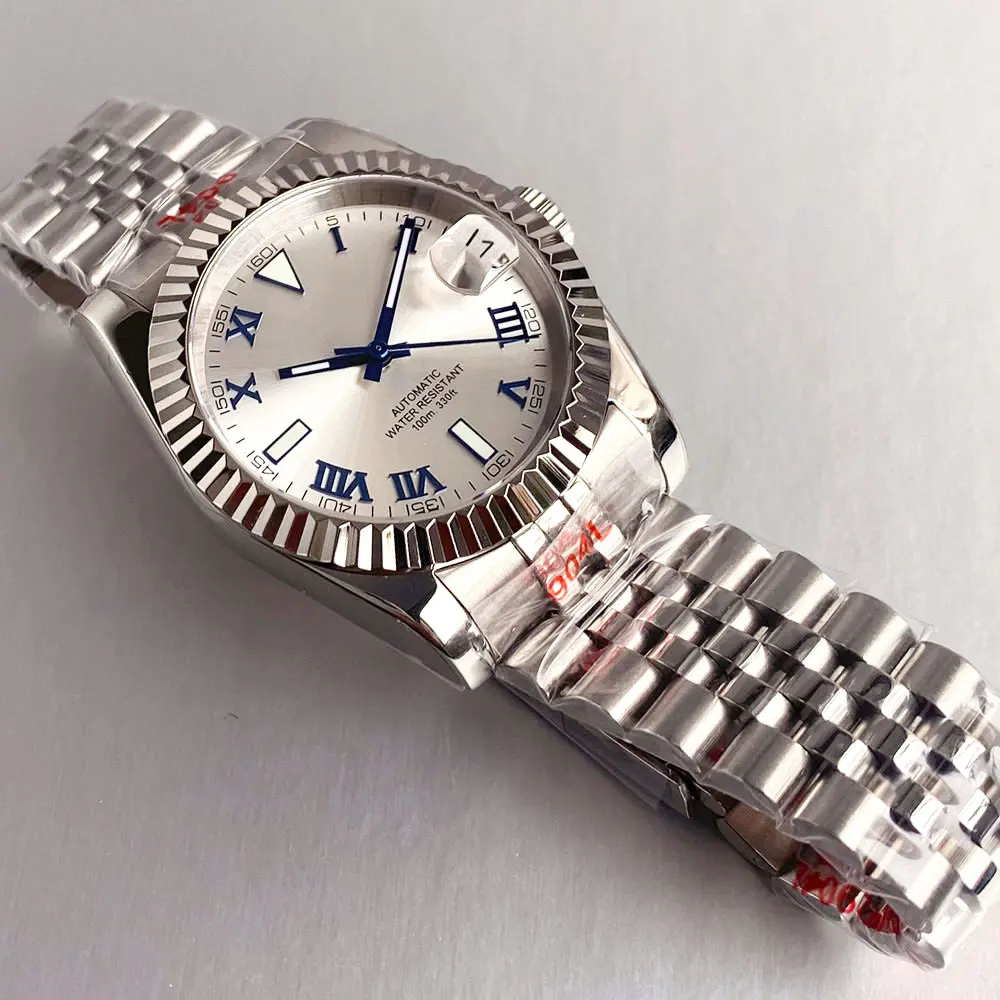 Day Date DJ stely 36/39mm Roman Number Curved Braided Automatic Watch Men S NH35AA Sapphire Crystal Sunburst Luxury