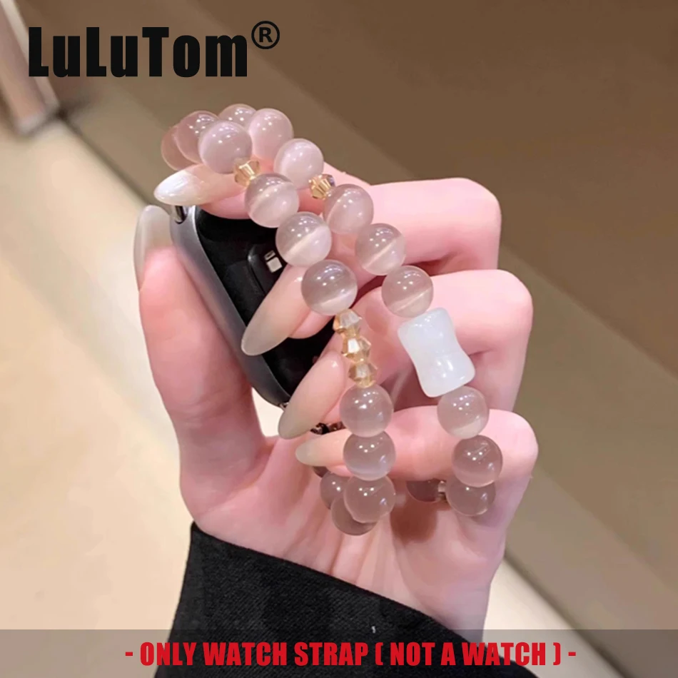 

Ремешок из драгоценных камней с бисером для Xiaomi Mi Band 10 9 8 Miband 8 Pro 9Pro, модный ремешок для часов с кошачьим глазом и кристаллами, браслет, браслет