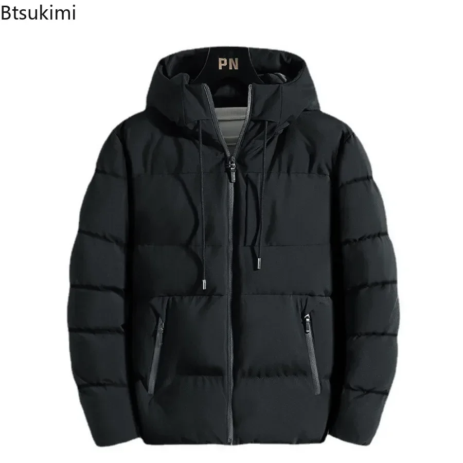 New Men's Winter Thickened Down Cotton Jackets Fashion Windproof Warm Hooded Parkas Men Casual Zipper Pocket Cotton-padded Coats