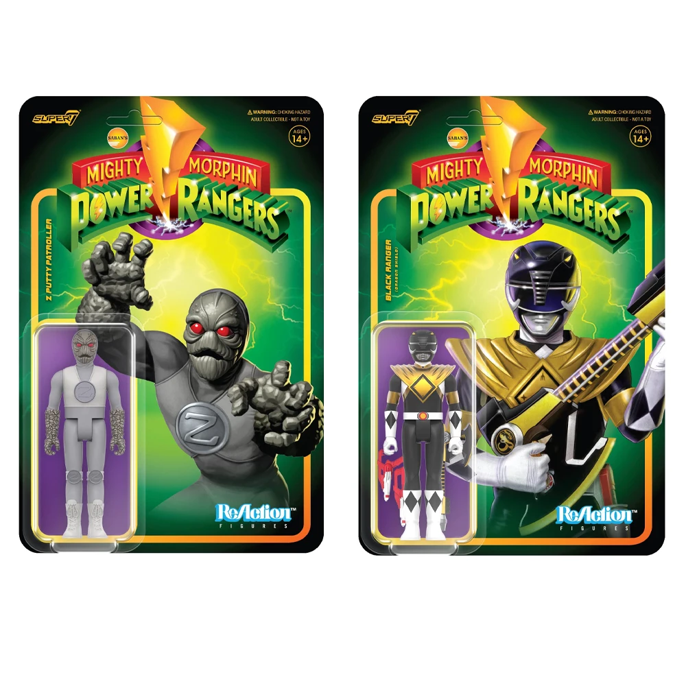 

Super7 Mighty Morphin Power Rangers Z Putty Patroller and Black Ranger Action Figure Classic TV Show Collectibles and Retro Toys