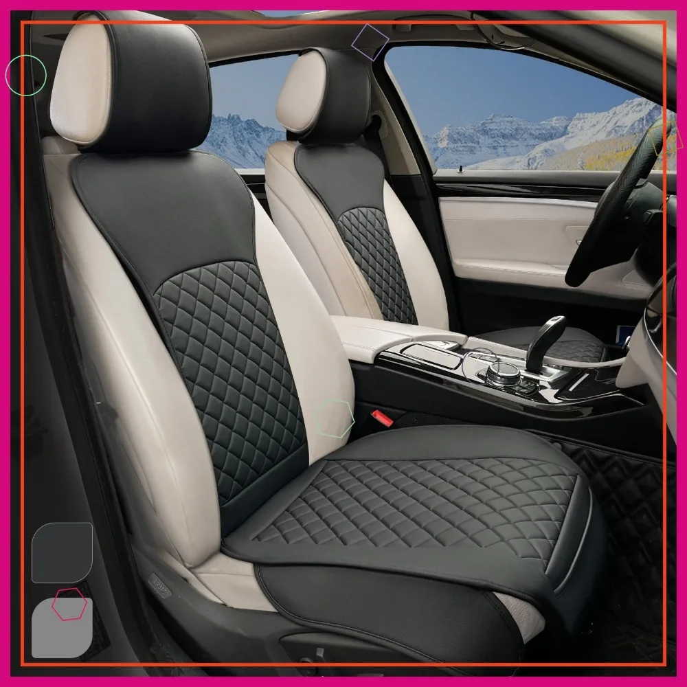 

Universal Waterproof Leather Car Seat Covers, 2-Pack Front Protectors for Most Vehicles