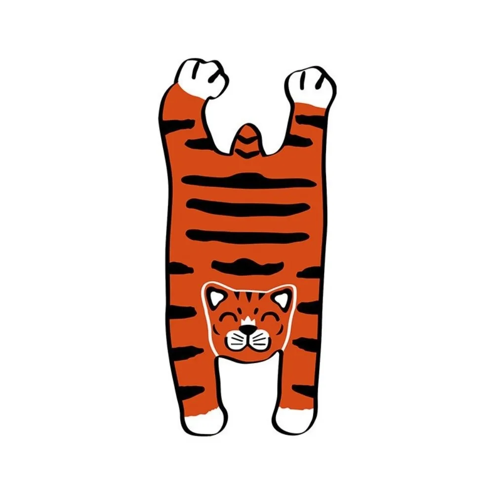 Soft Non-Slip Faux Cashmere Rug Wear Resistant Soft Texture Floor Mat Cartoon Leopard Bath Mat Bedroom Bedside