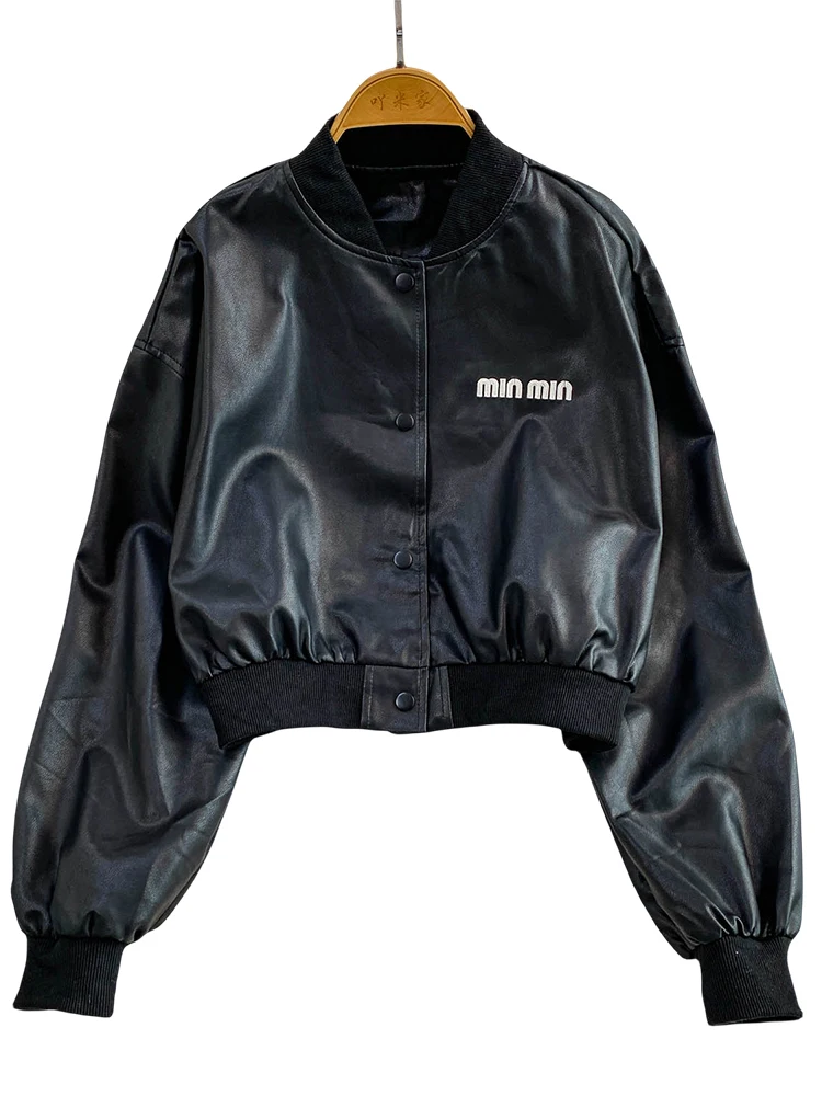 Retro American Sle Biker Or da donna in pelle PU Jaet colletto alla coreana cappotto antivento Faionable autunno inverno Top