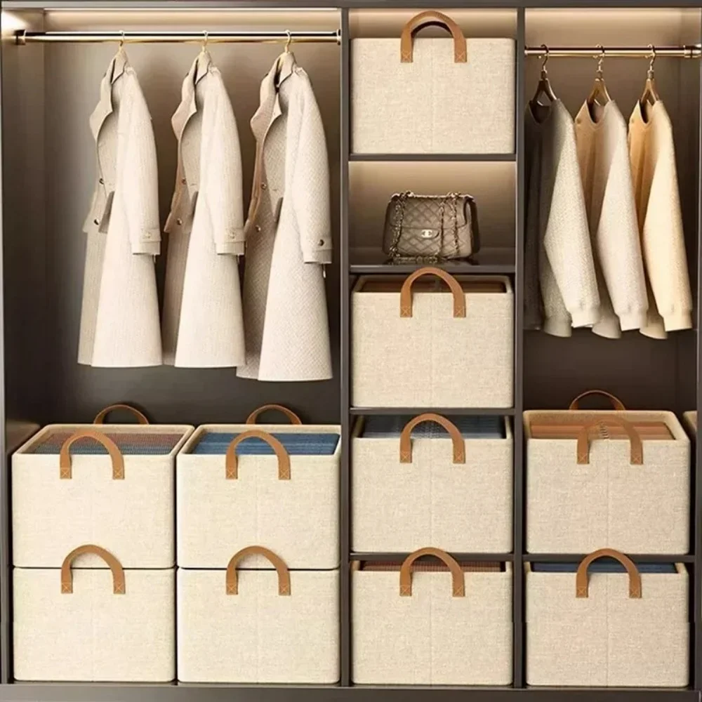 1pc Foldable Fabric Storage Box for Home Use Wardrobe Organizer for Clothes and Pants Layered Storage Solution