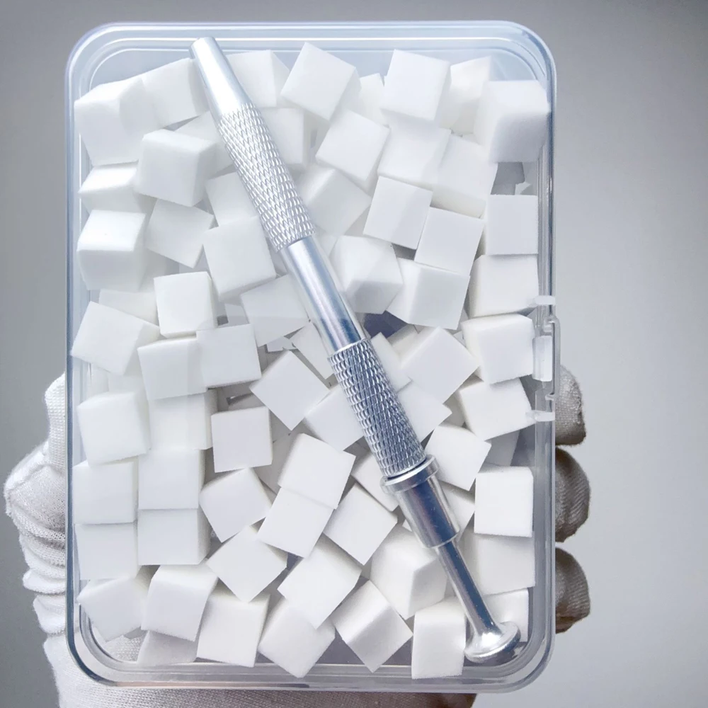 ชุดแปรงฟองน้ำไล่สีสำหรับทำเล็บ 100 ชิ้น พร้อมที่จับ สำหรับทำเล็บเจล แปรงทาสีเล็บ ผงกลิตเตอร์ อุปกรณ์ทำเล็บ